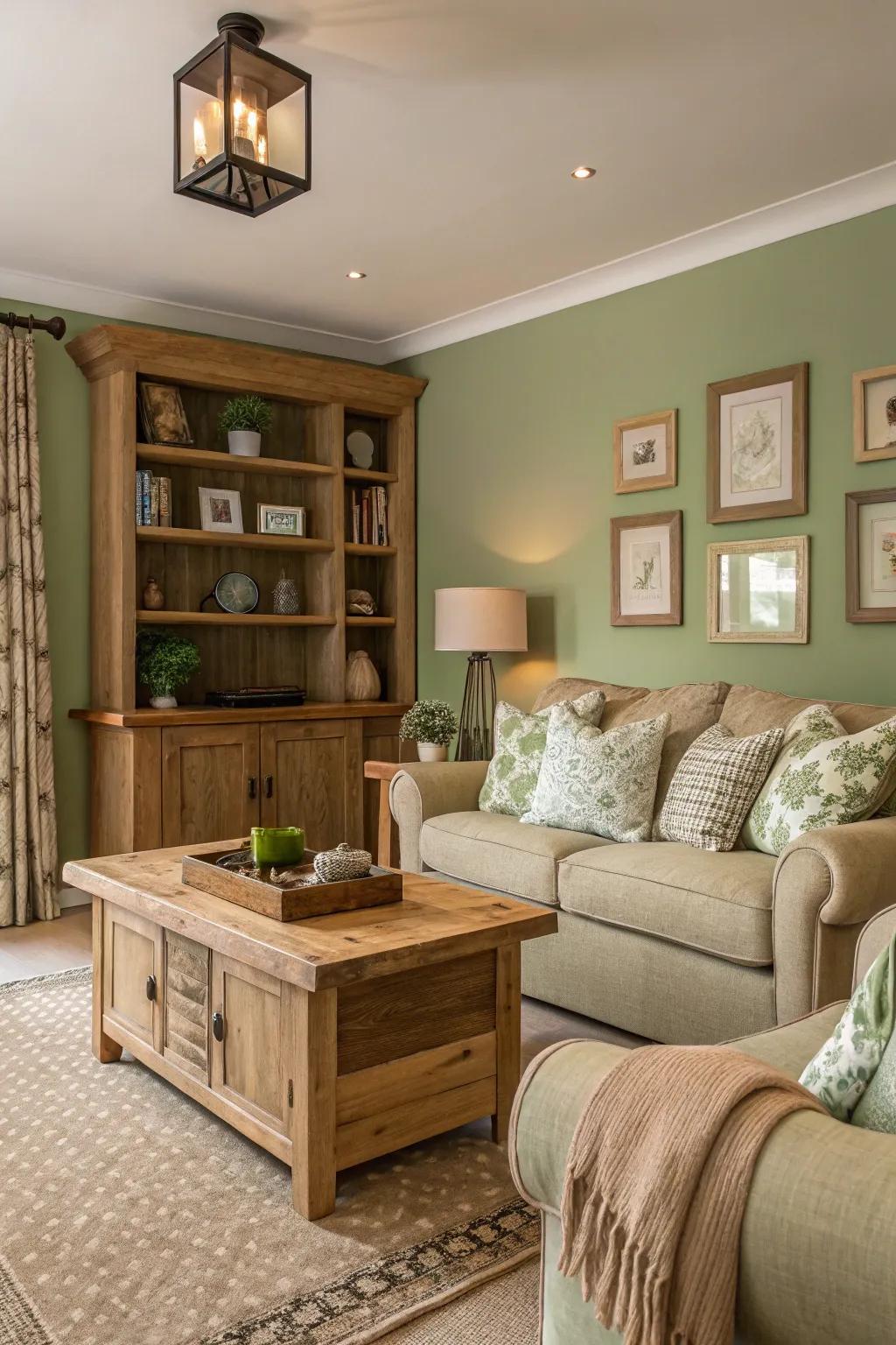 Earthy tones create a calming and grounded atmosphere.