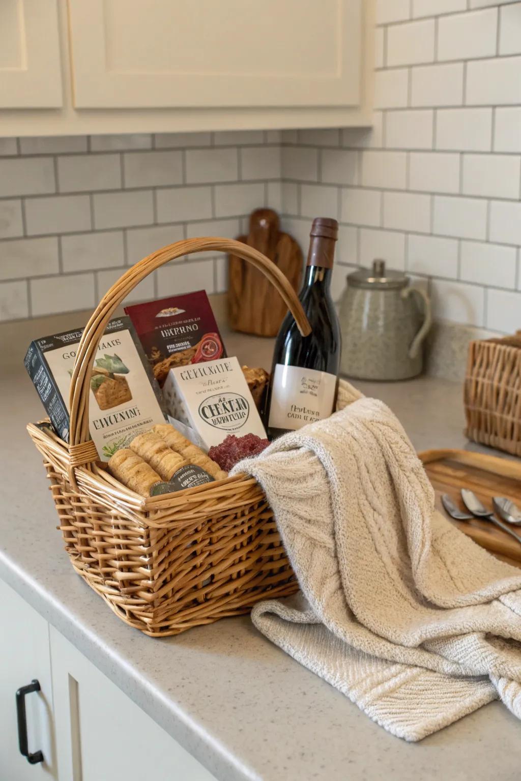 A thoughtful gift basket filled with home essentials.