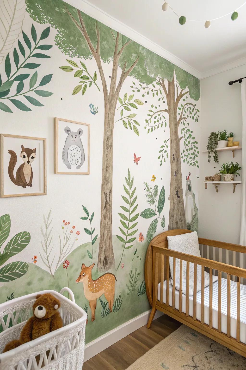 Nature-themed wall art brings tranquility to your nursery.