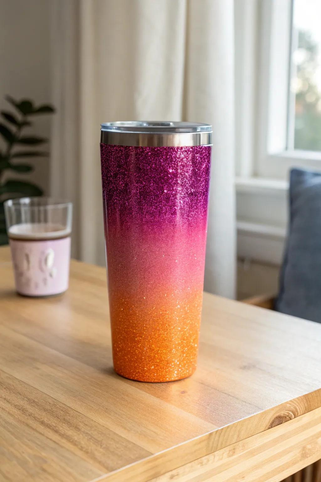 Capture the magic of a Texas sunset in a glittering tumbler masterpiece!