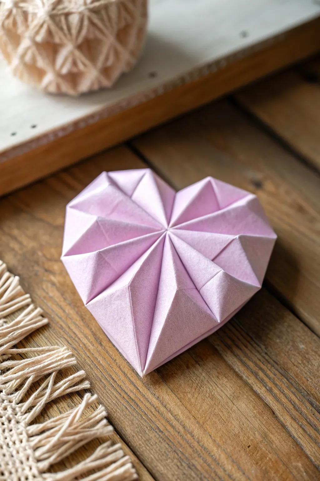 Craft love with simplicity: A delicate origami heart for Mother's Day.