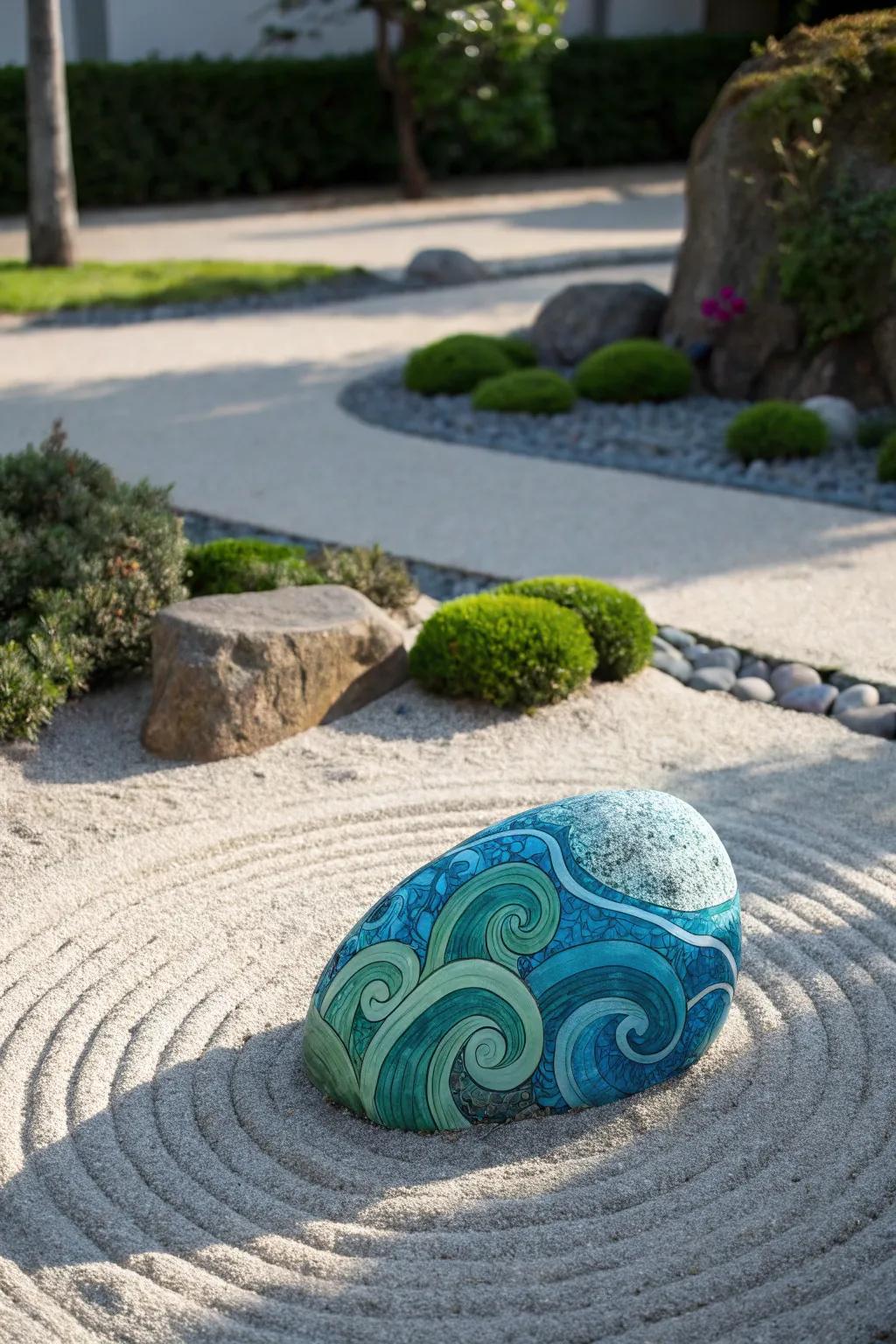 Step into serenity with ocean-inspired painted pathway rocks, where every step is a splash of color.
