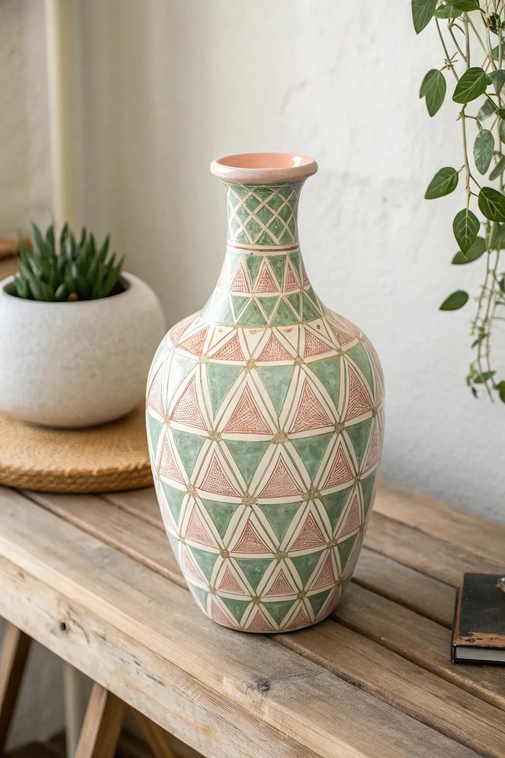 Embrace the elegance of geometric wonders with this handcrafted beauty.