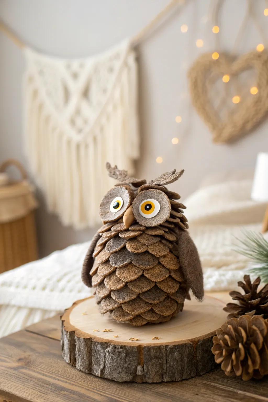 Embrace nature's whimsy with charming pine cone owls - a delightful blend of simplicity and craft.