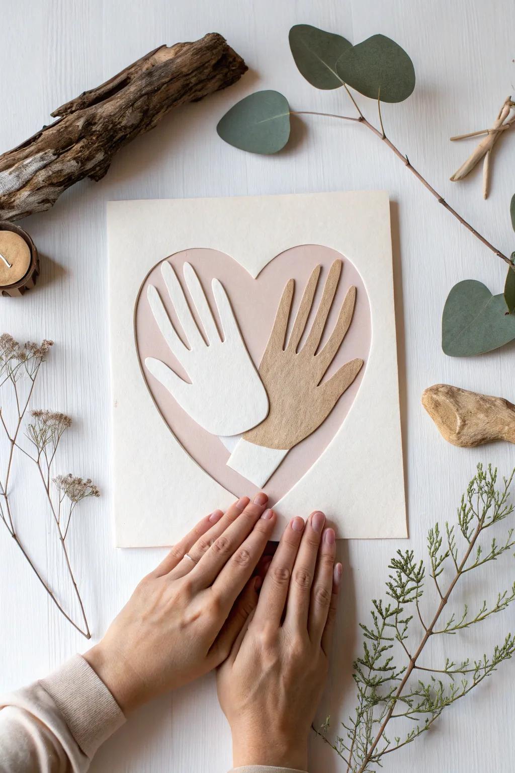 Embrace the warmth of a handprint hug, a simple yet heartfelt reminder of love and connection.