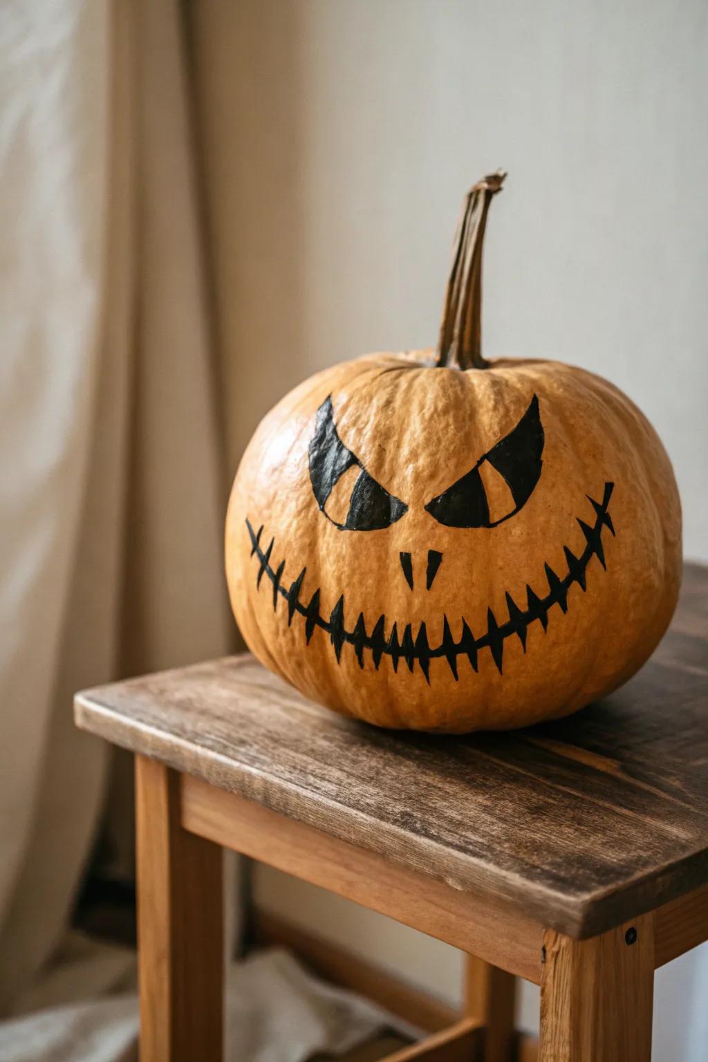 Transform your pumpkin into a haunting masterpiece with a touch of minimalist elegance. 🎃🖤