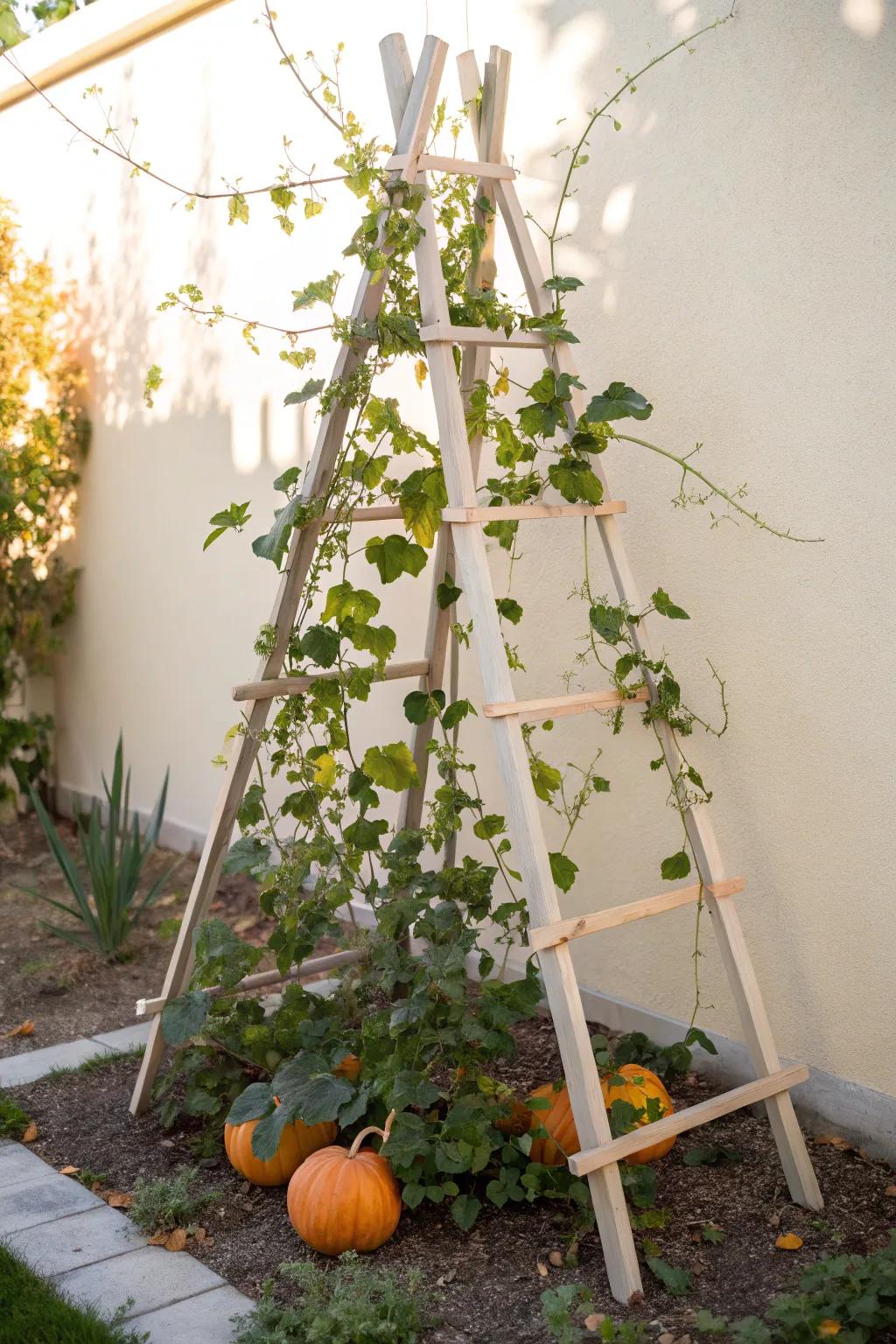 Elevate your garden's charm with a classic A-frame trellis, where simplicity meets natural elegance.
