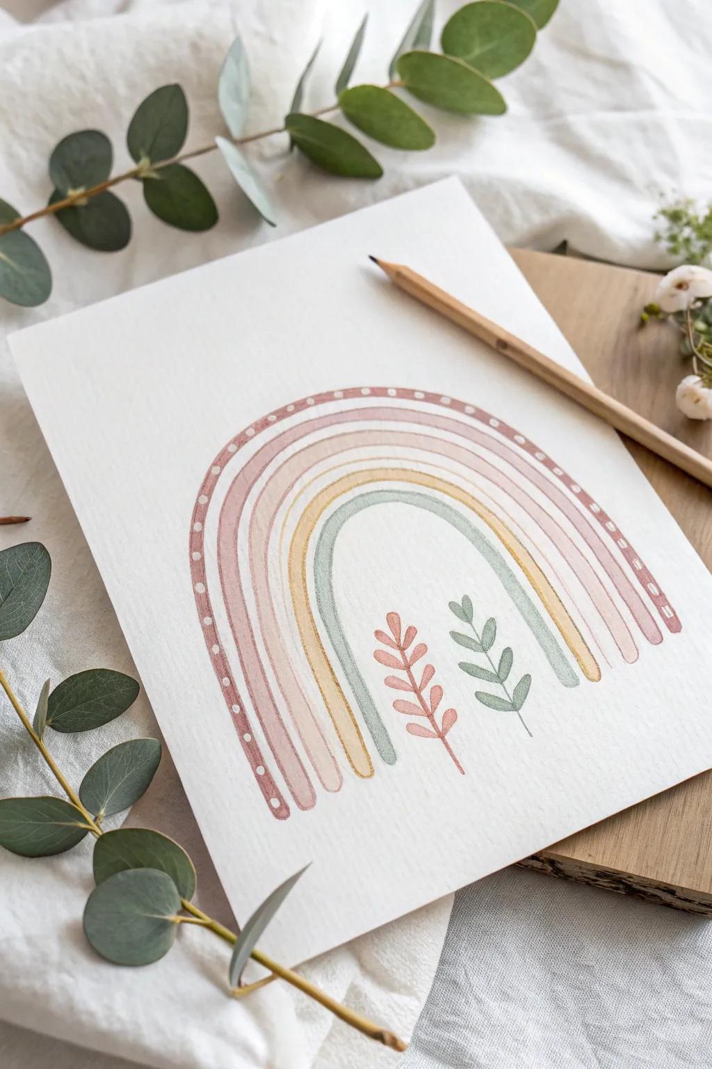 Embrace the timeless beauty of a classic rainbow arc, where simplicity meets natural elegance.
