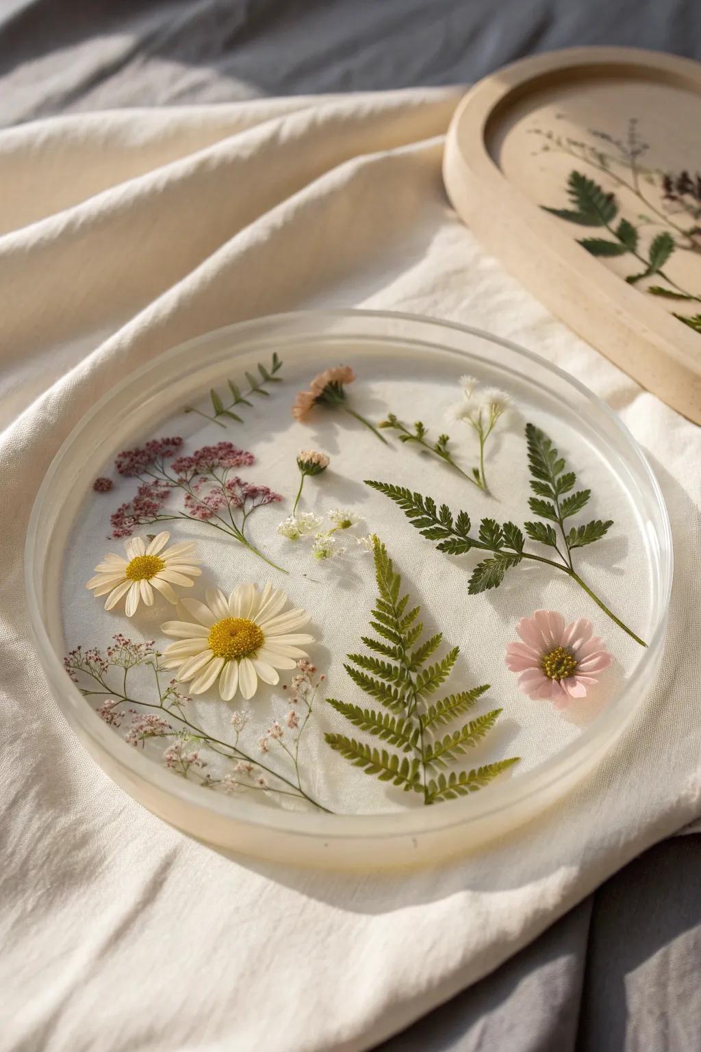 Bring the beauty of nature indoors with this elegant floral resin tray, perfect for adding a touch of artistry to your everyday moments.
