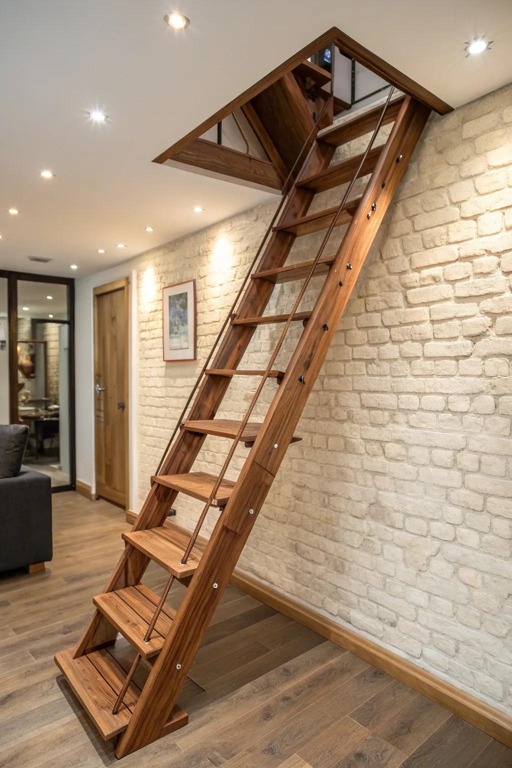 Elevate your space with a masterpiece of functionality and design: the compact folding ladder.