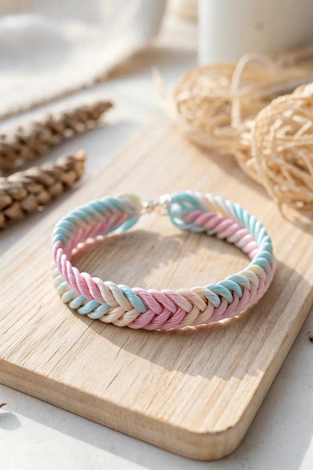 Embrace timeless simplicity with a pastel fishtail bracelet.