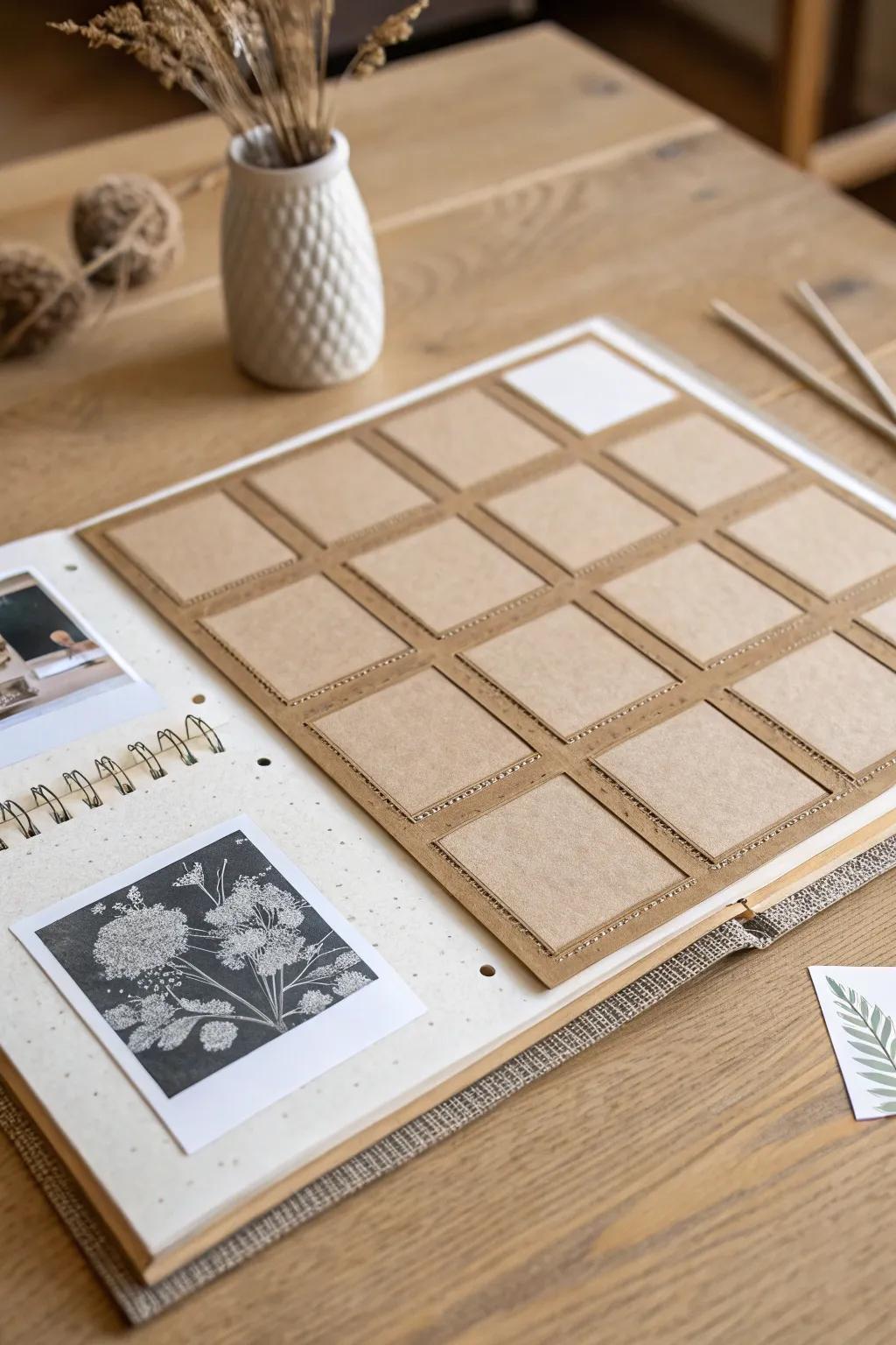Discover the elegance of structure with a grid layout in your scrapbook designs.