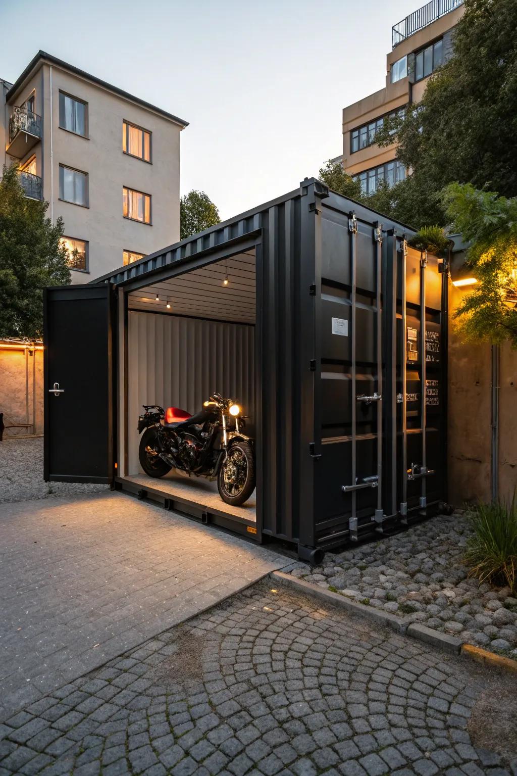 Compact and Clever: Transforming a Single Shipping Container into a Stylish Garage.