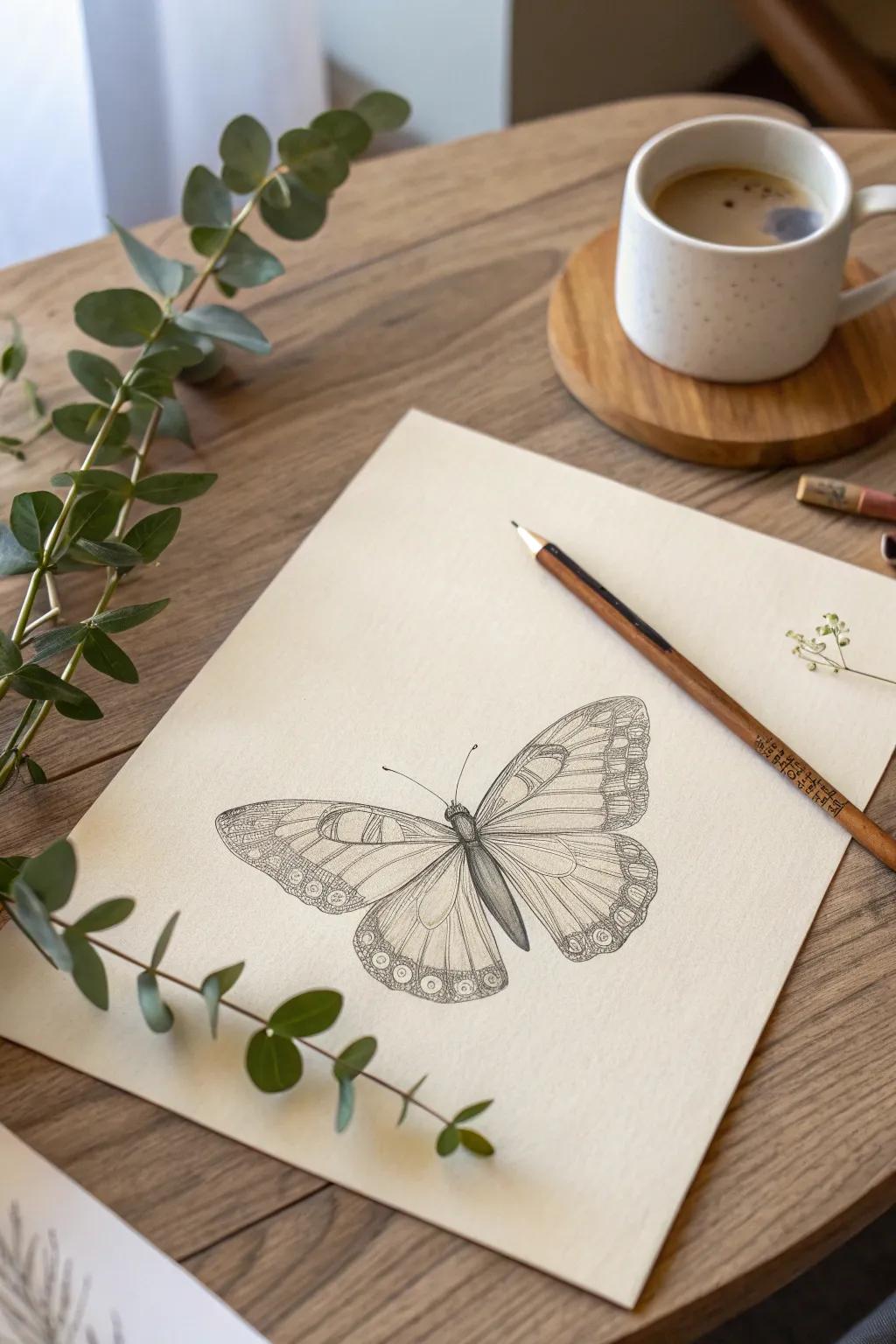 Capture the elegance of nature with simple dainty doodles. 🦋 #MinimalistArt #CraftWithLove