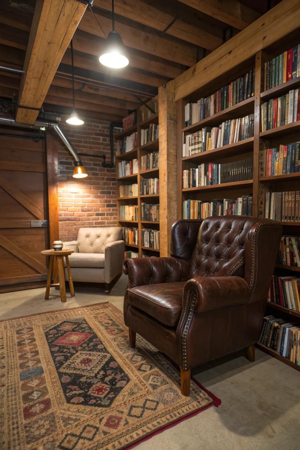 Transform your garage into a literary retreat with this cozy reading nook.