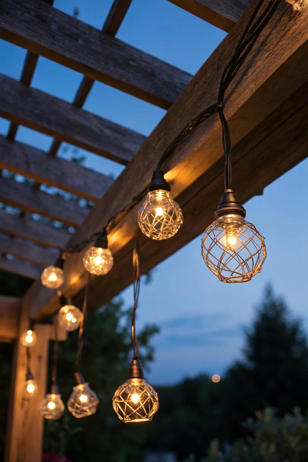 Transform your outdoor space with the enchanting glow of exquisitely crafted hanging string lights.