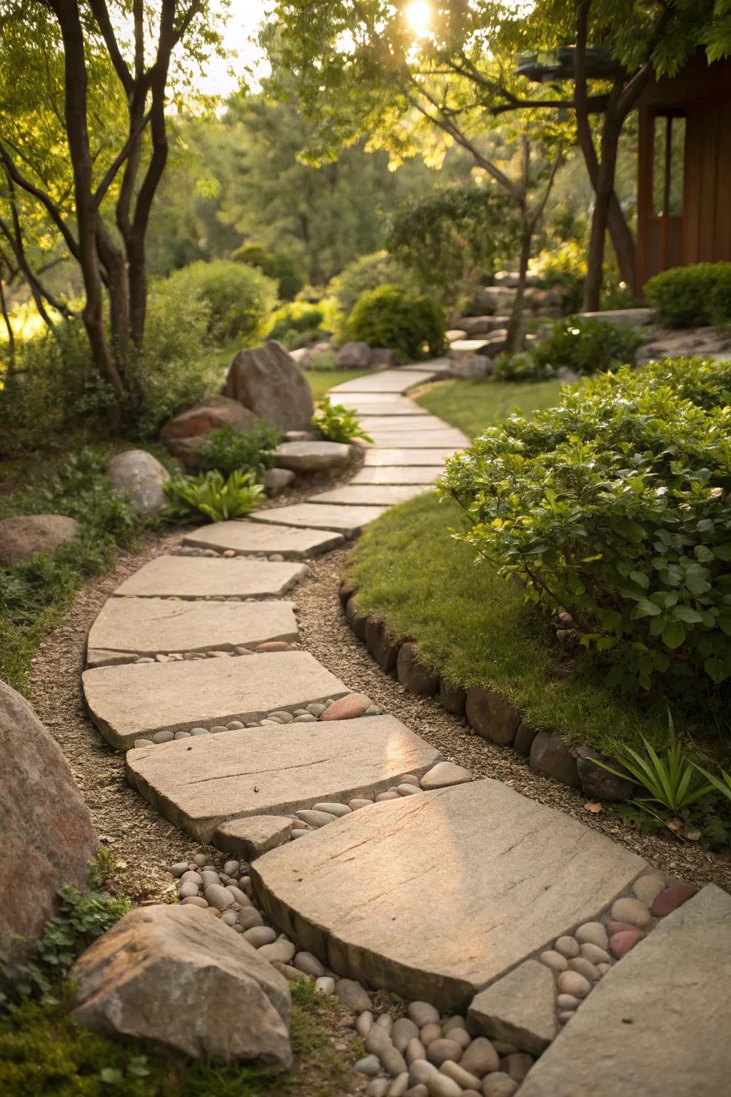 Discover the serene elegance of curved pathways, where every step invites you to explore.