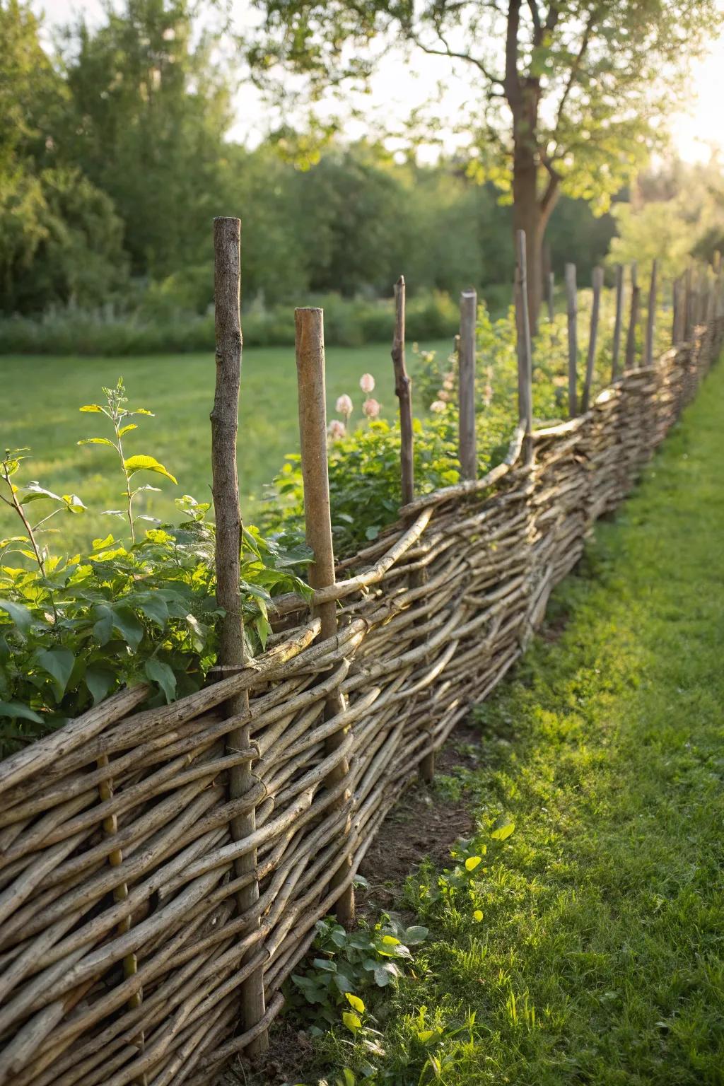 Step into timeless charm with a beautifully crafted wattle fence.