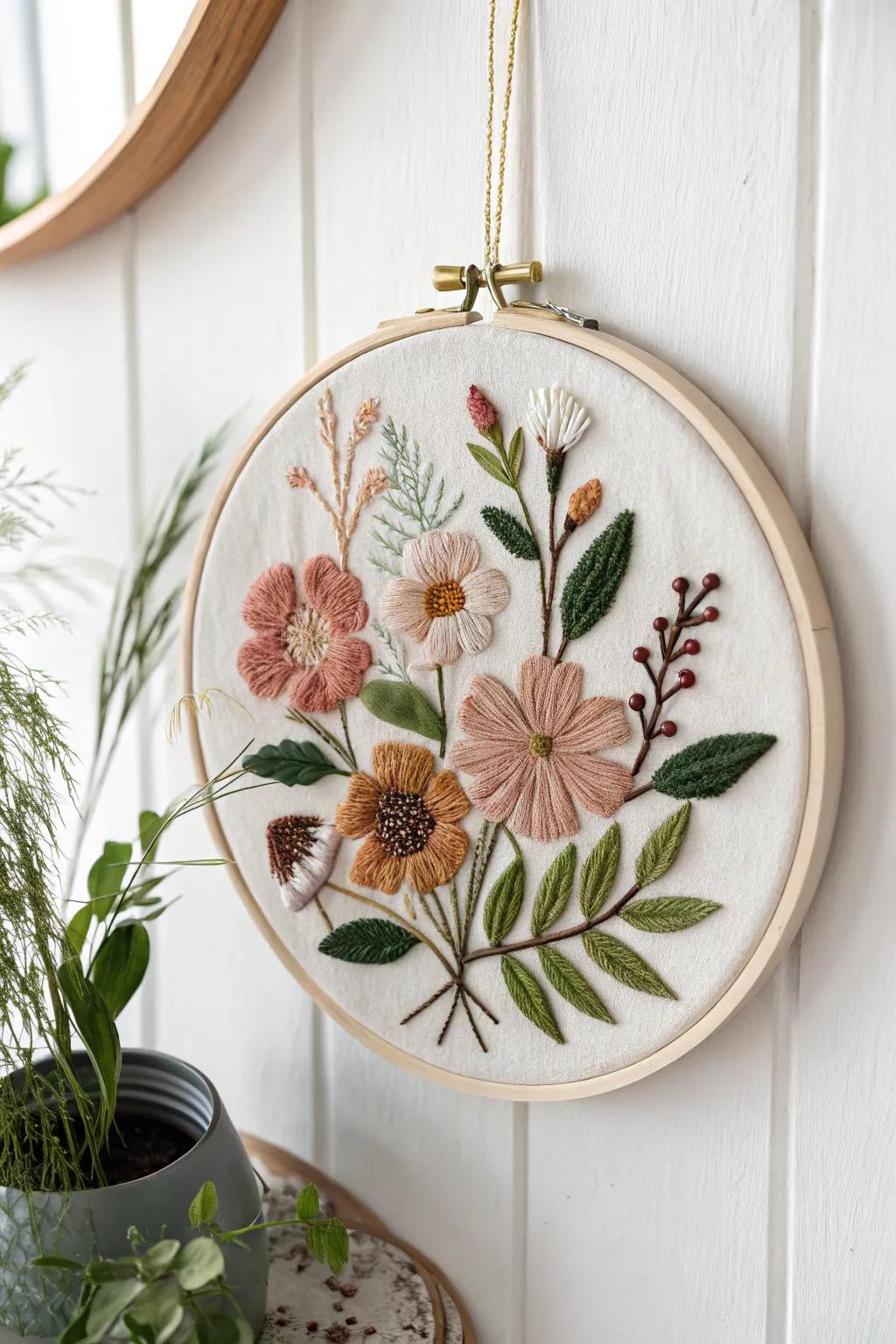 Bring nature indoors with timeless floral embroidery.