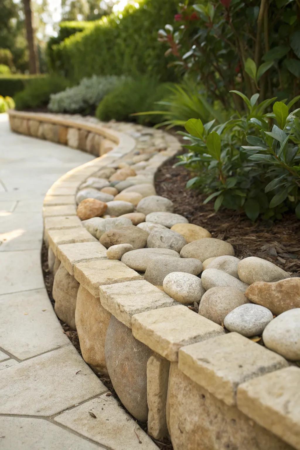 Transform your garden path with the elegant flow of curved stone borders.