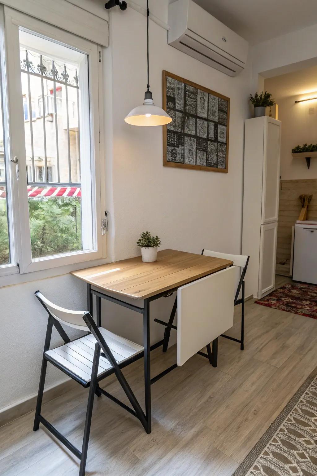 Drop-leaf tables are perfect for adaptable dining spaces.