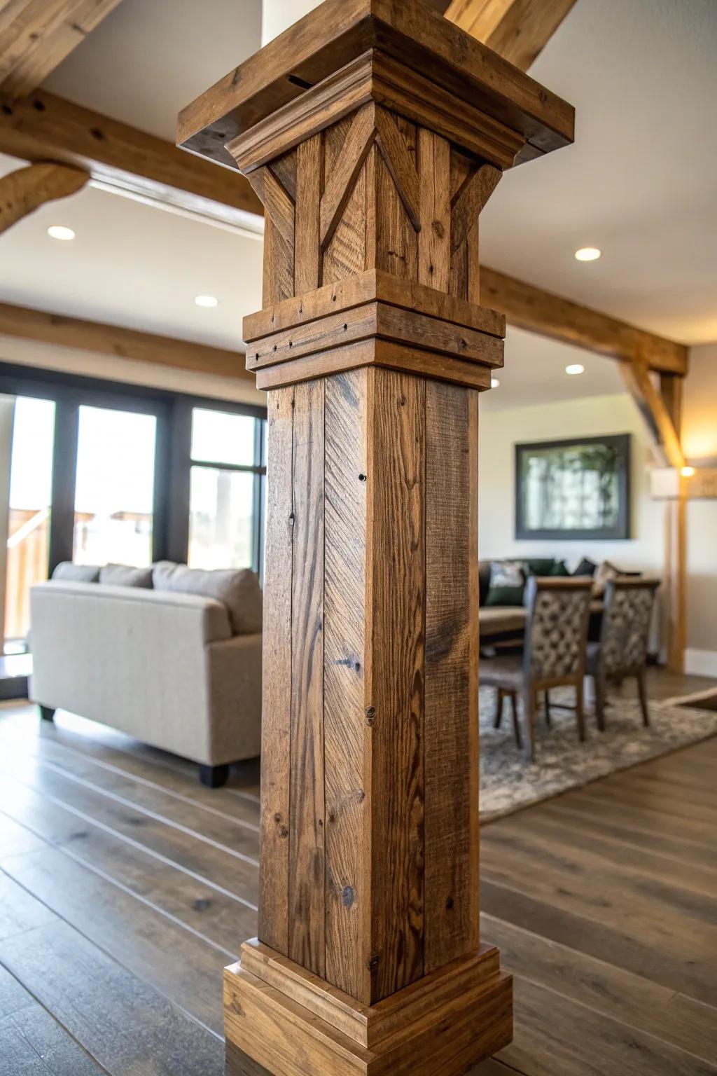 Transform your space with the timeless beauty of a wooden beam wrap.