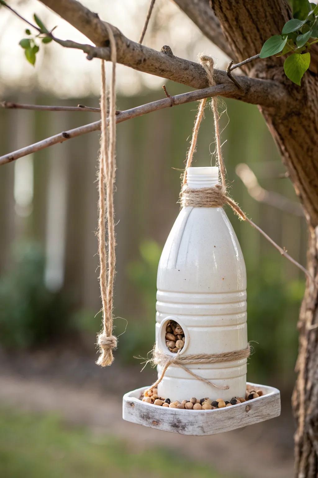 Elevate your outdoor space with this chic upcycled bird feeder - a perfect blend of sustainability and style!