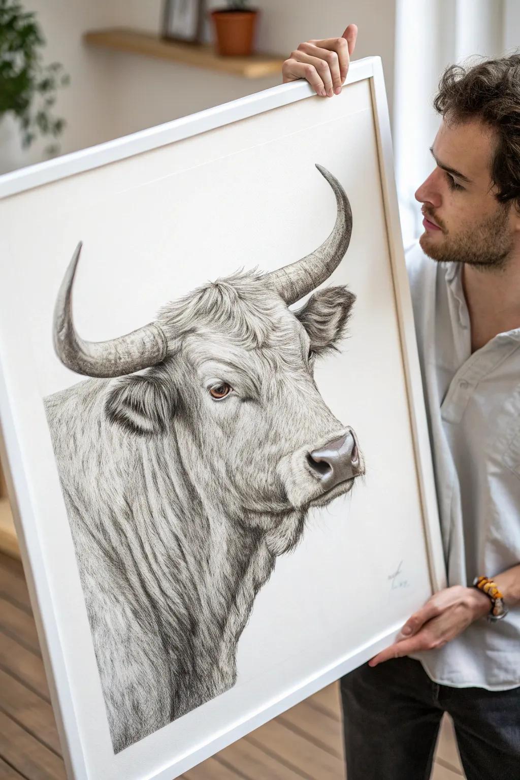 Capturing the essence of a Taurus: power, grace, and natural beauty in every stroke.