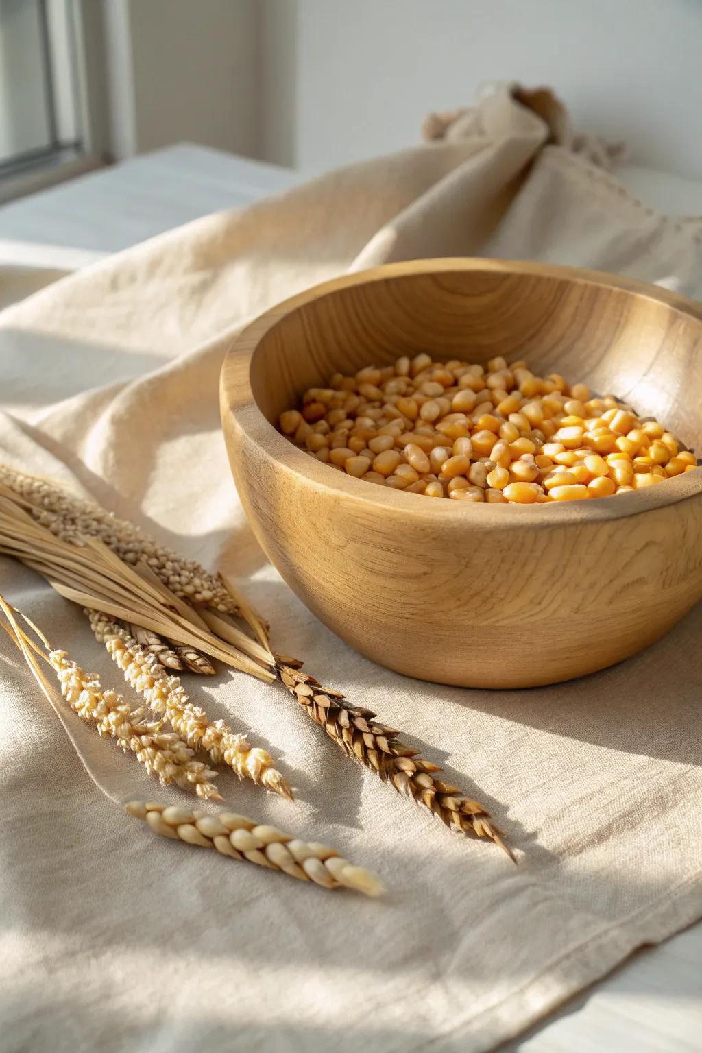 Embrace the tactile joy of a corn kernel base this Thanksgiving, where simplicity meets sensory delight.