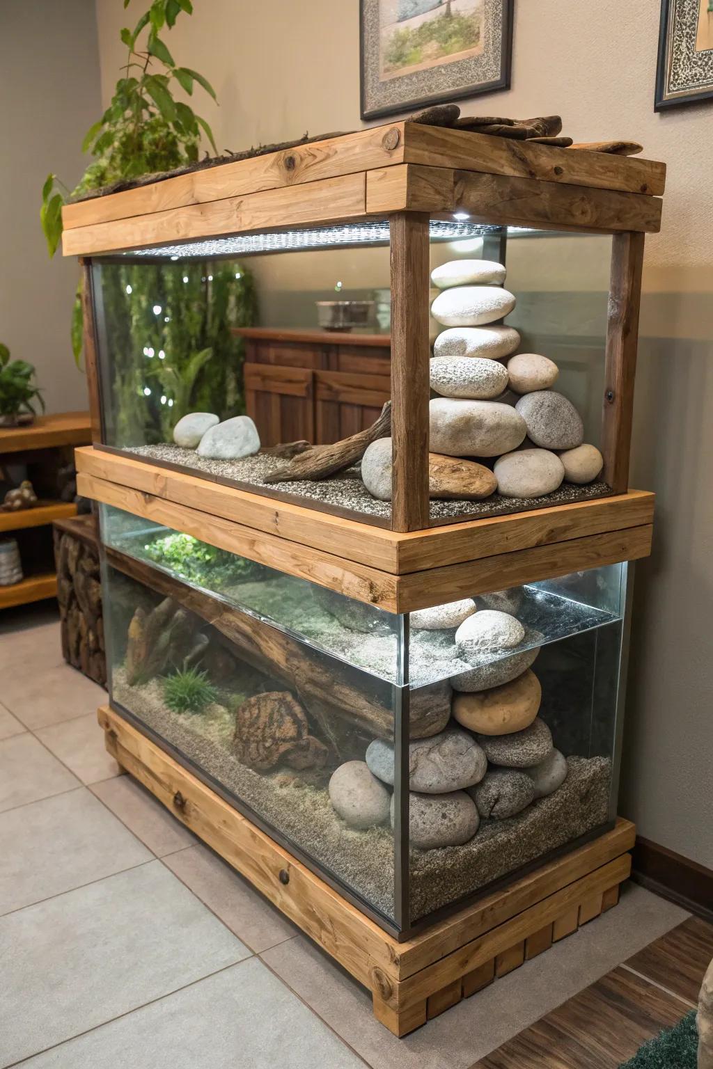 Discover the elegance of nature with a multi-level turtle paradise.
