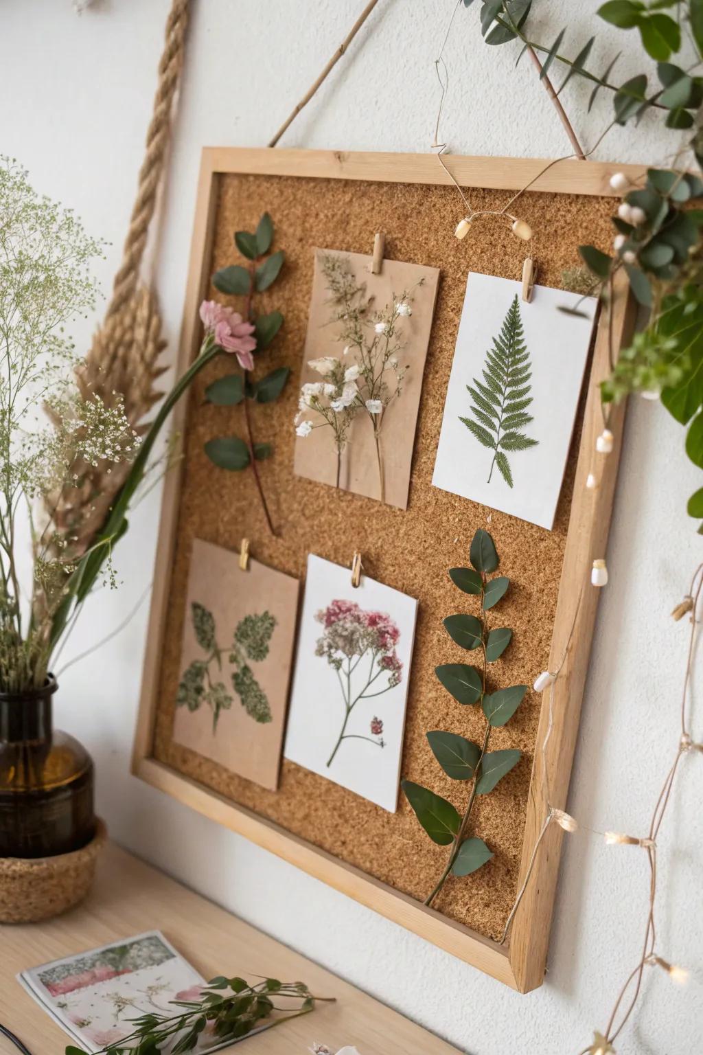 Bring the outdoors in with a nature-inspired bulletin board, where simplicity meets boho elegance.