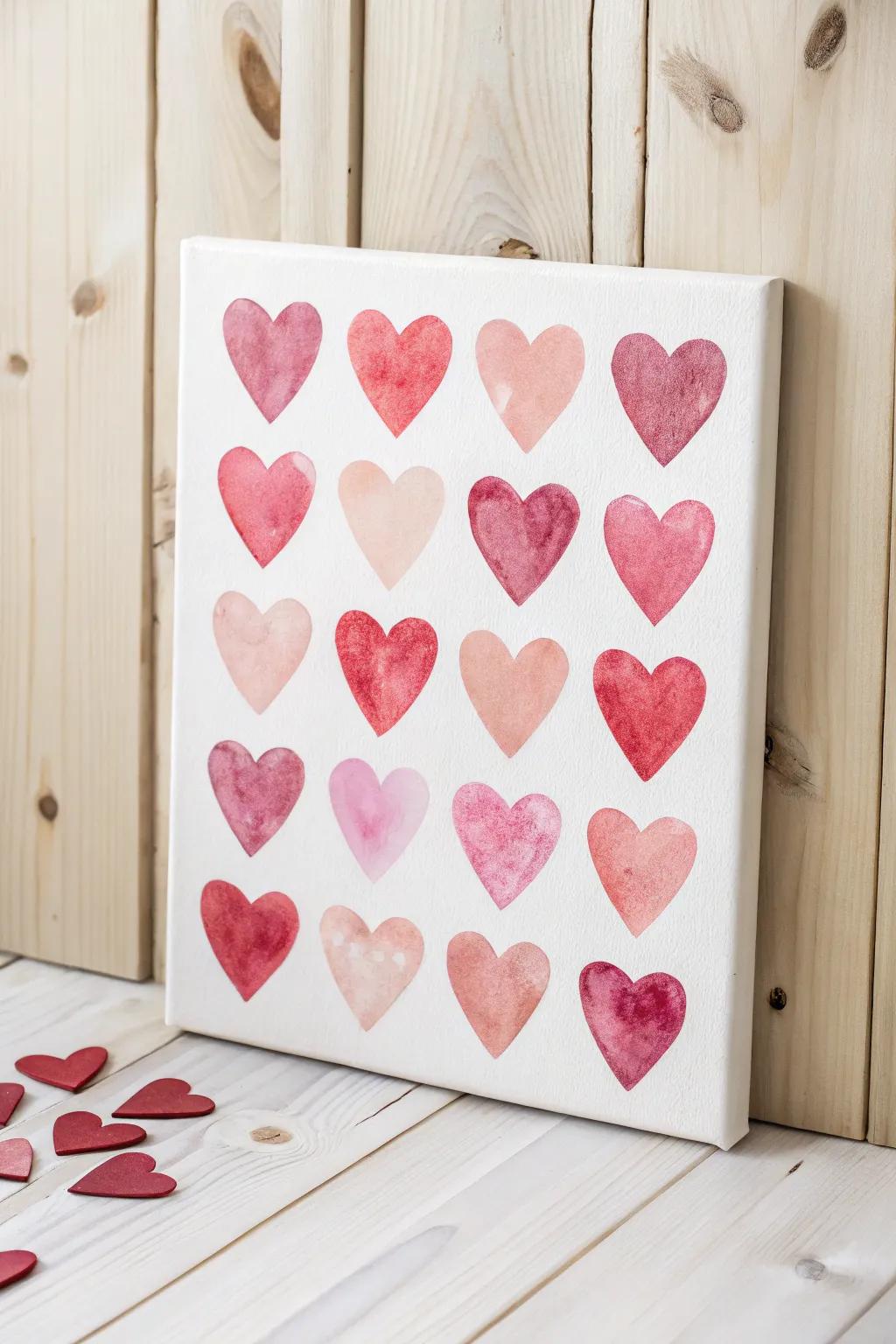 Embrace love in every brushstroke with these watercolor heart splashes—perfectly capturing the essence of heartfelt simplicity.