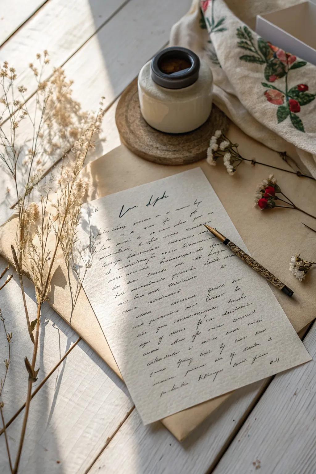 A heartfelt handwritten love letter – the perfect touch of personal elegance for Valentine's Day.