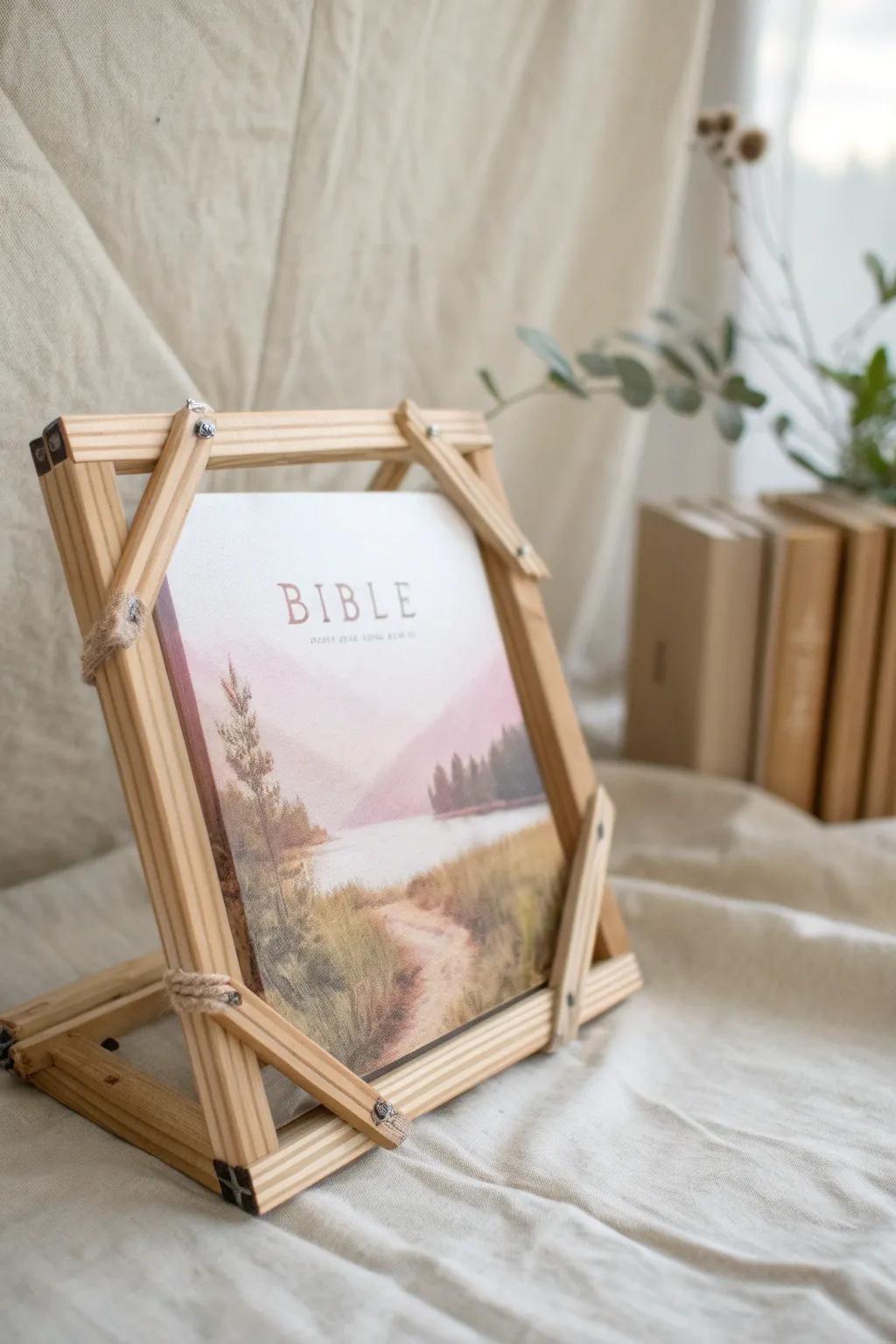 Unfold the beauty of creativity and inspiration with this charming craft stick canvas.