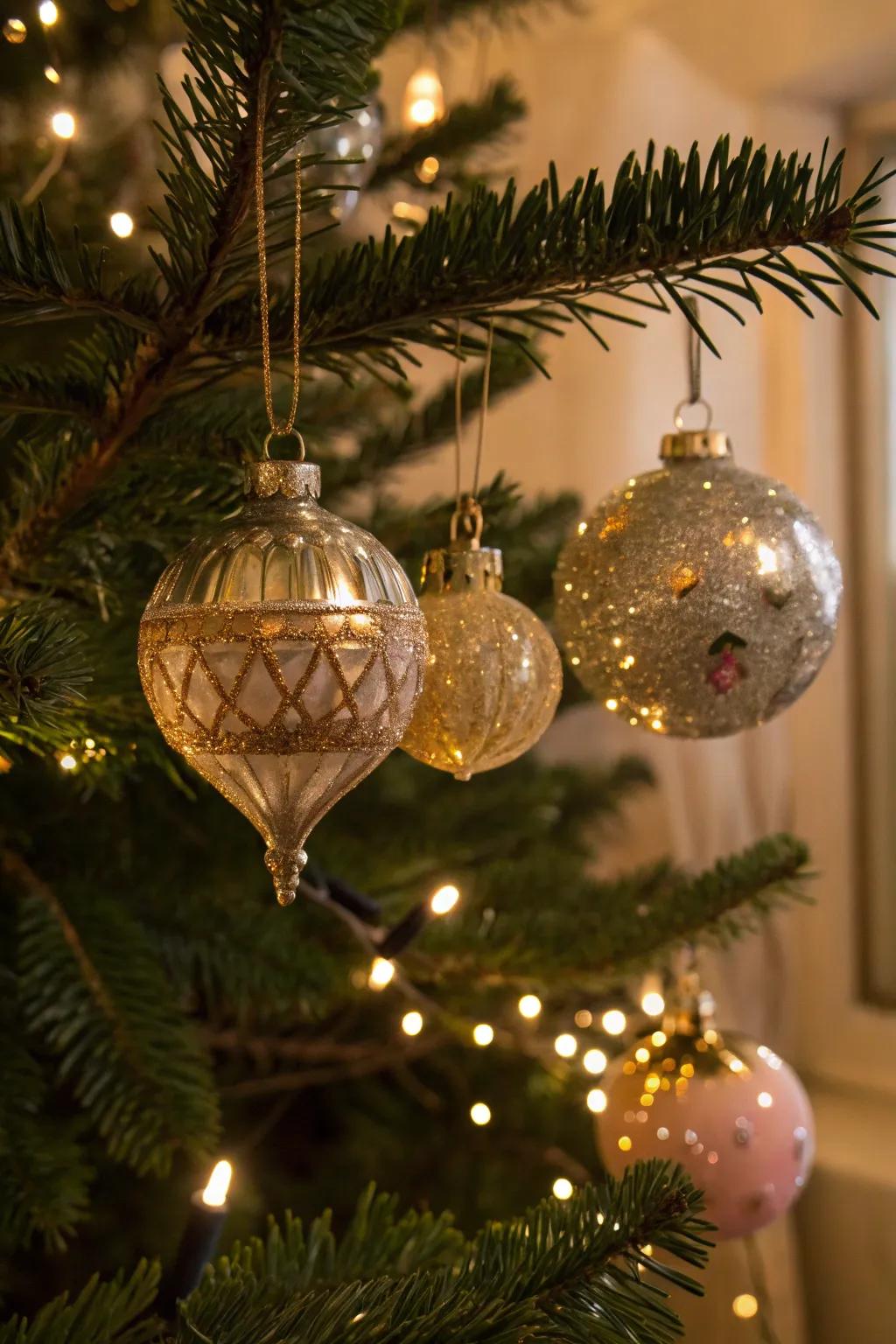 Classic glass ornaments on a vintage-inspired Christmas tree.