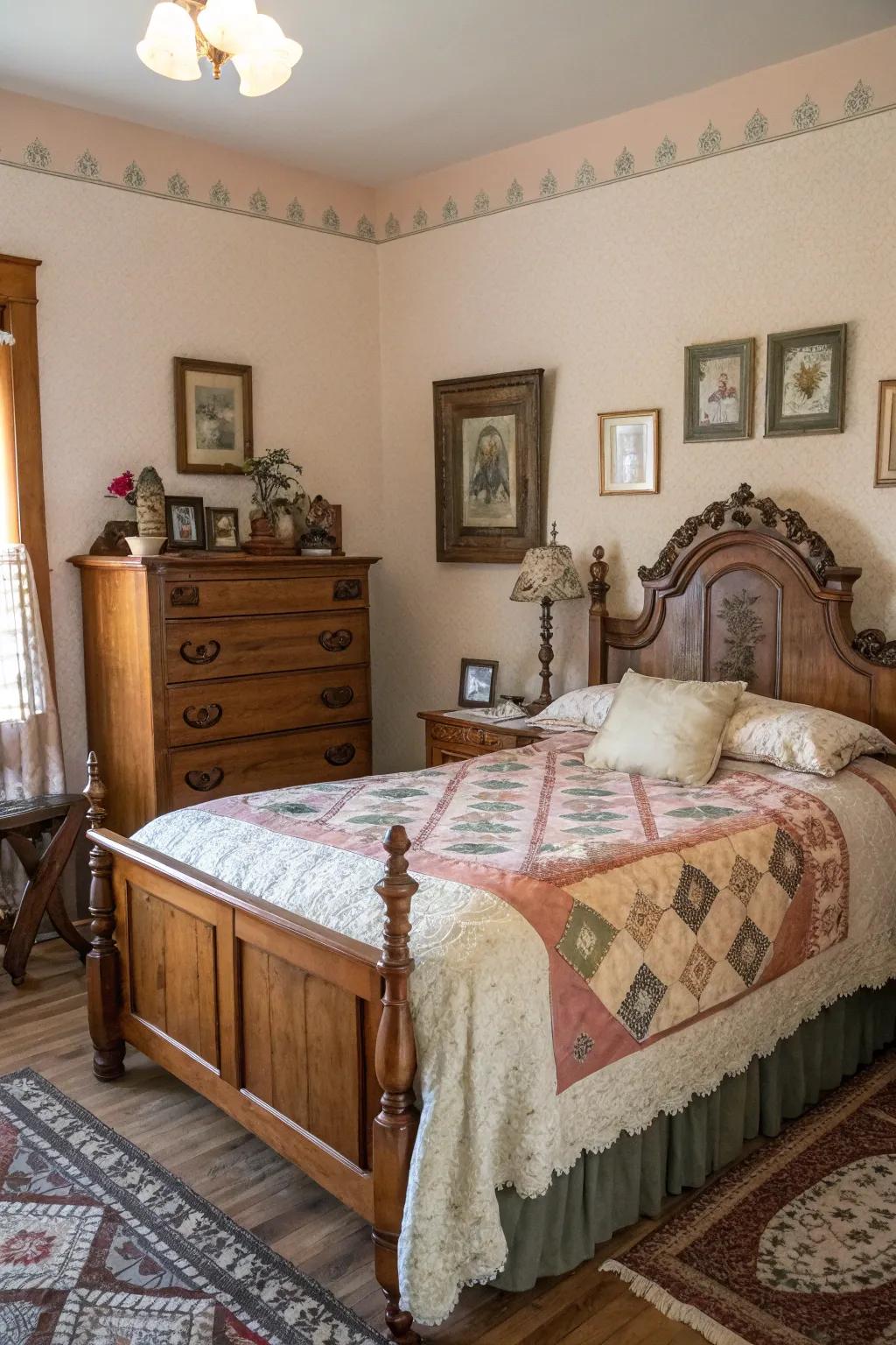 Antique furniture adds timeless elegance and character.