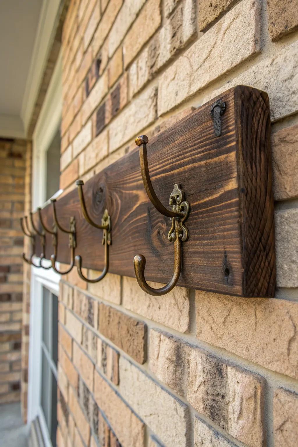 Transform your space with the timeless charm of a repurposed wood coat rack.