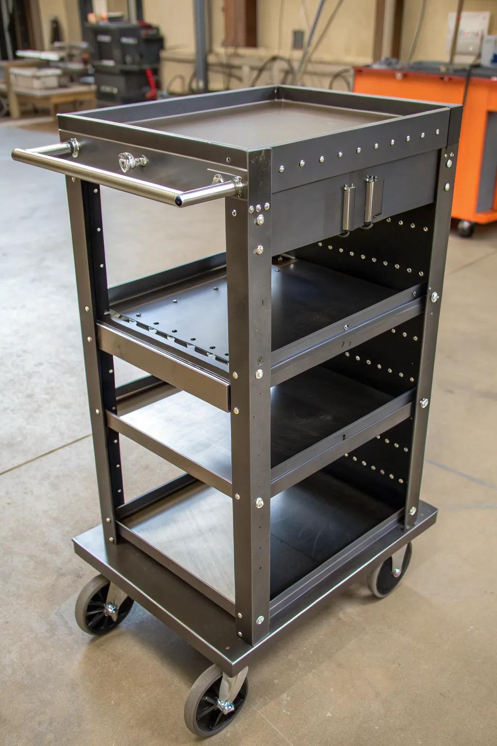 Optimize your workspace with this expertly crafted welding cart, perfect for any craftsman's needs.