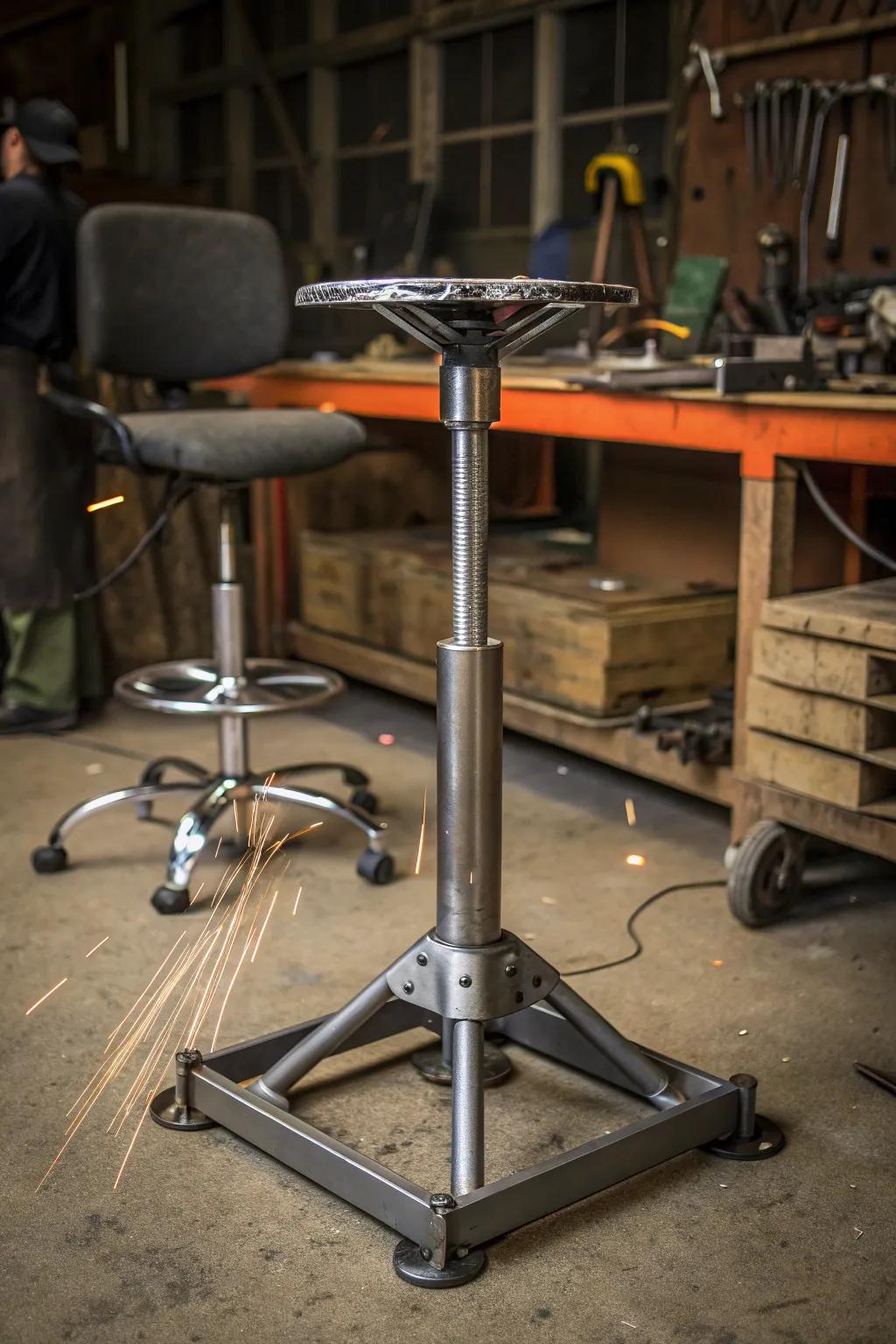 Elevate your craft: a masterful blend of functionality and design with this adjustable welding stand.