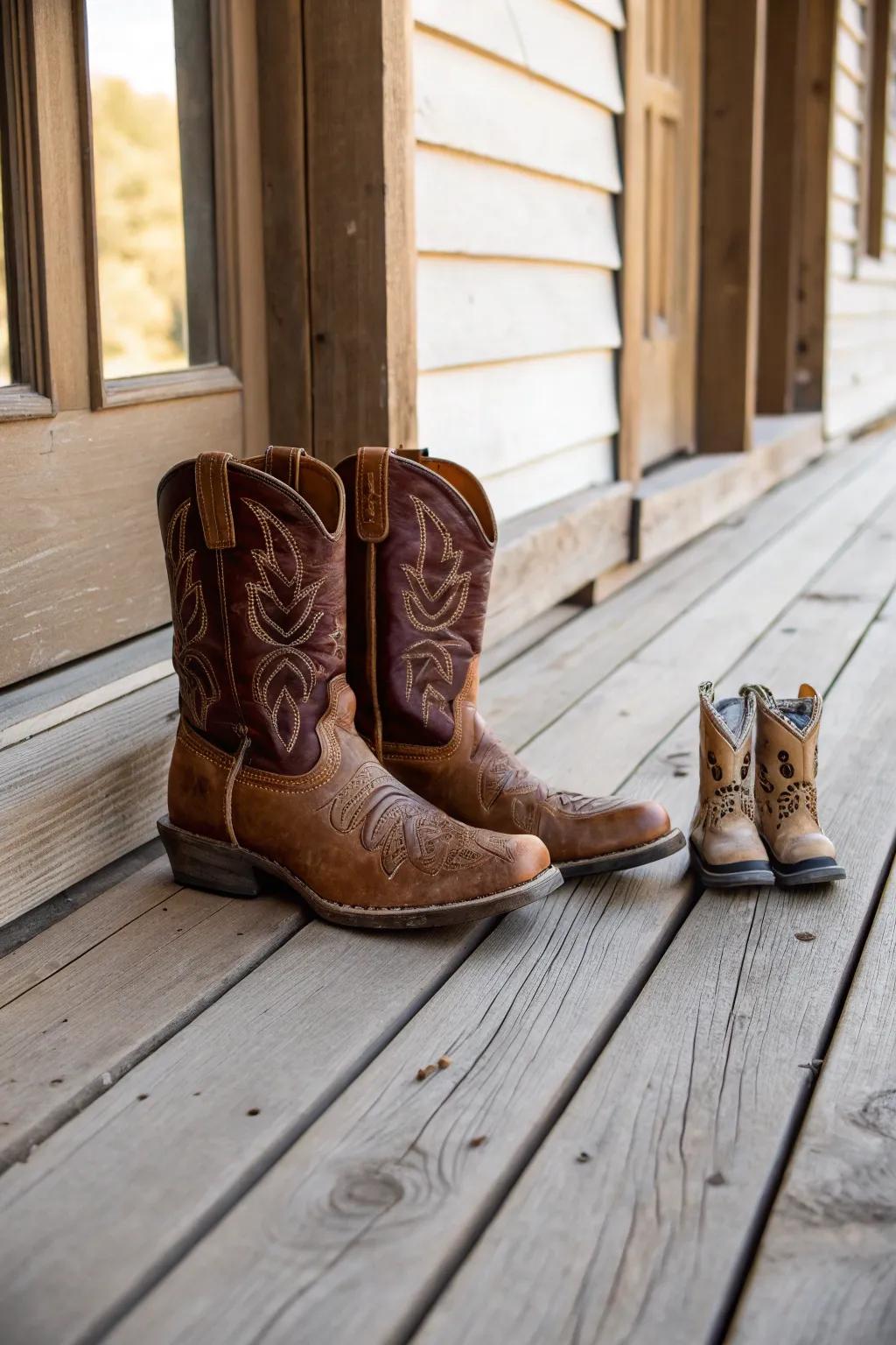 A pair of cowboy boots for the whole family.