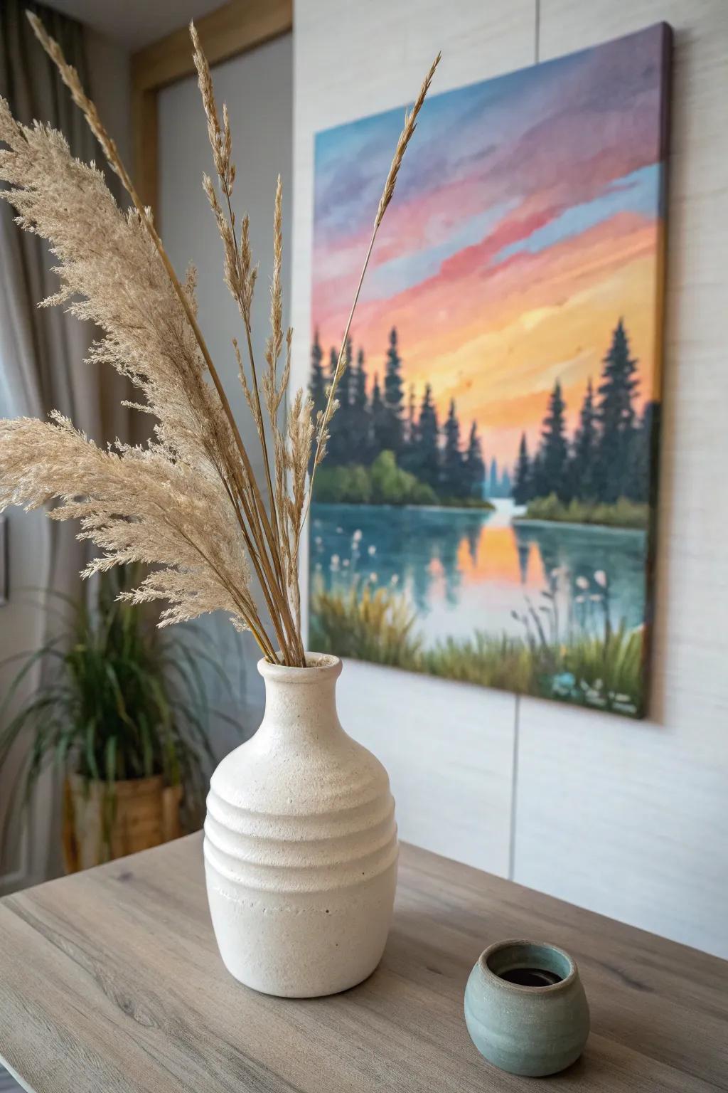 Embrace tranquility with minimalist elegance, where art meets nature's reflections.