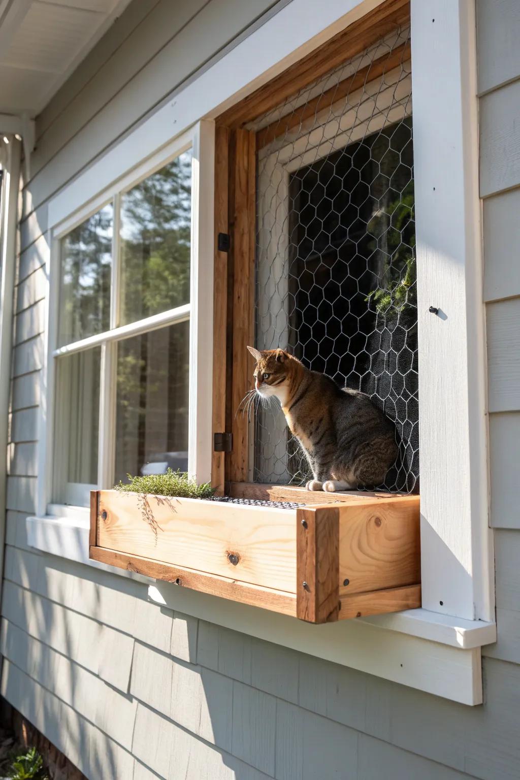 Bring the outdoors to your feline friend with this handcrafted window box catio—where craftsmanship meets feline freedom.