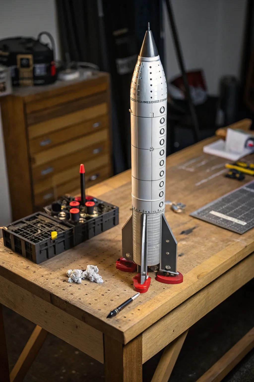 Explore the art of modular design with this crafted bottle rocket, perfect for adventurous creators.