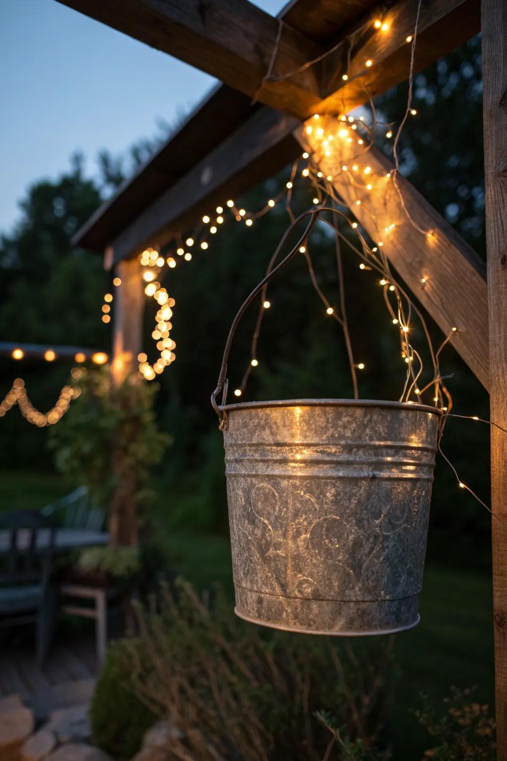 Transform ordinary into extraordinary: A crafted bucket light for enchanting evenings.