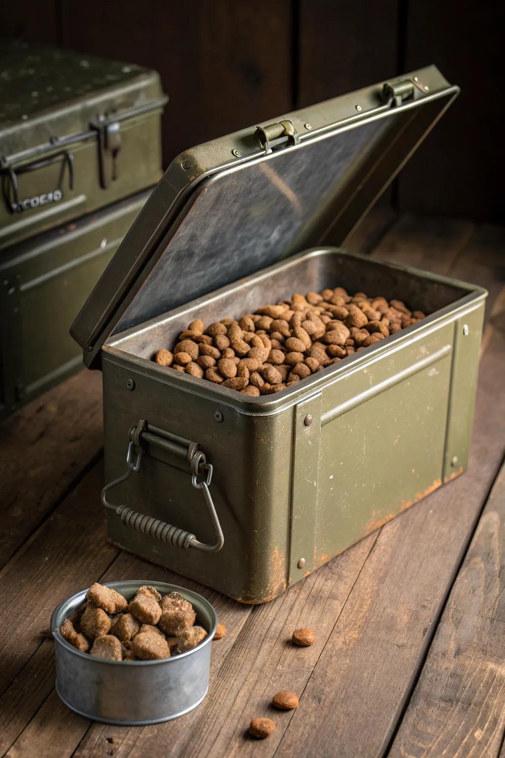 Keep your pet's food fresh and stylish with a rugged ammo can storage solution.