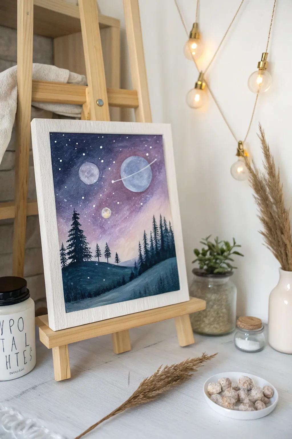 Explore the cosmos through art: a touch of boho meets Scandinavian simplicity.