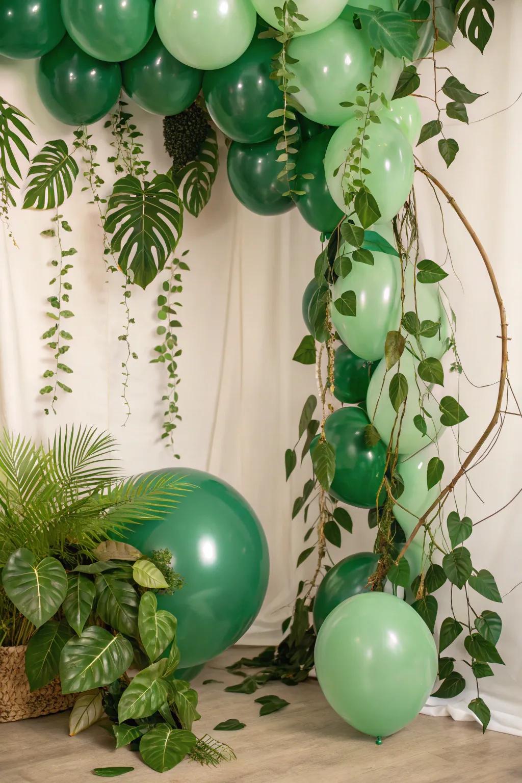 A nature-inspired backdrop adds an organic touch.