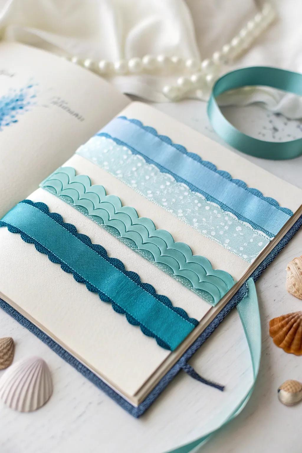 Craft your own ocean: Add tactile fabric waves to your beach scrapbook.
