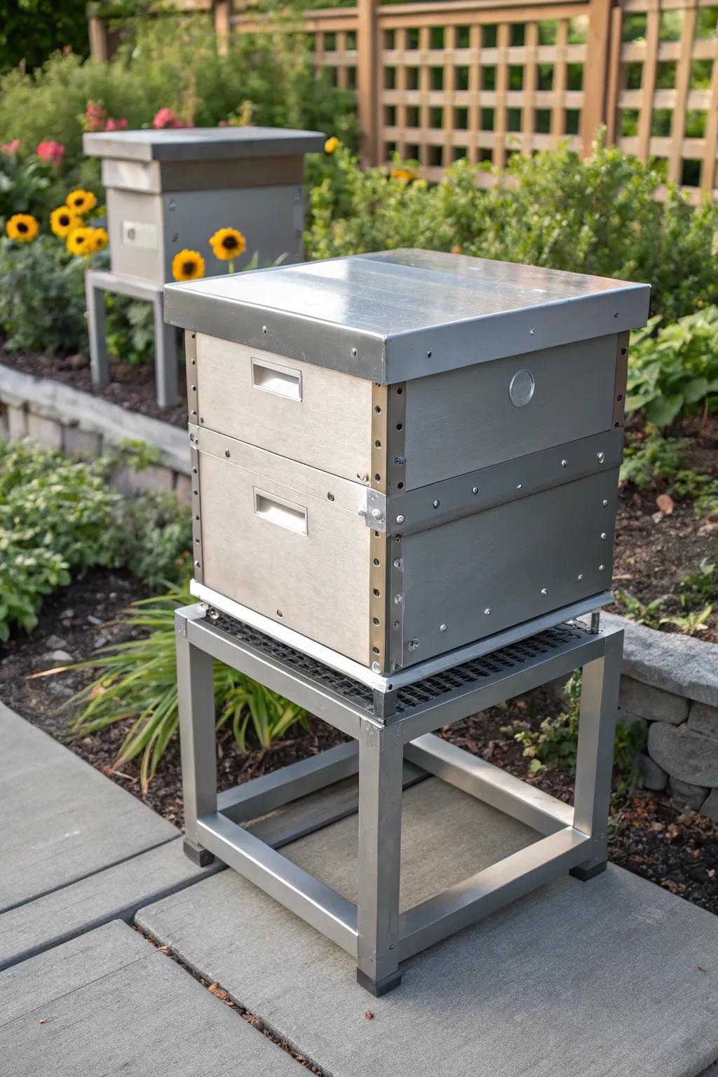 Elevate your beekeeping with a modular metal stand that grows with your hive.