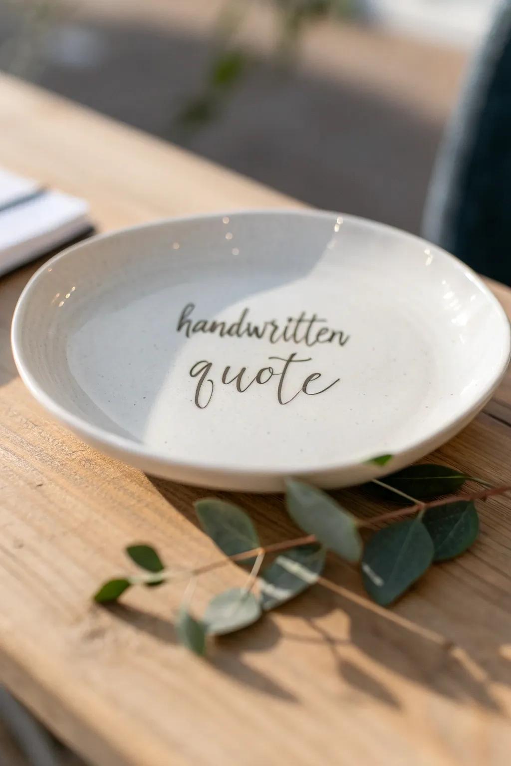 Add a personal touch to your dining experience with beautifully crafted quote plates.